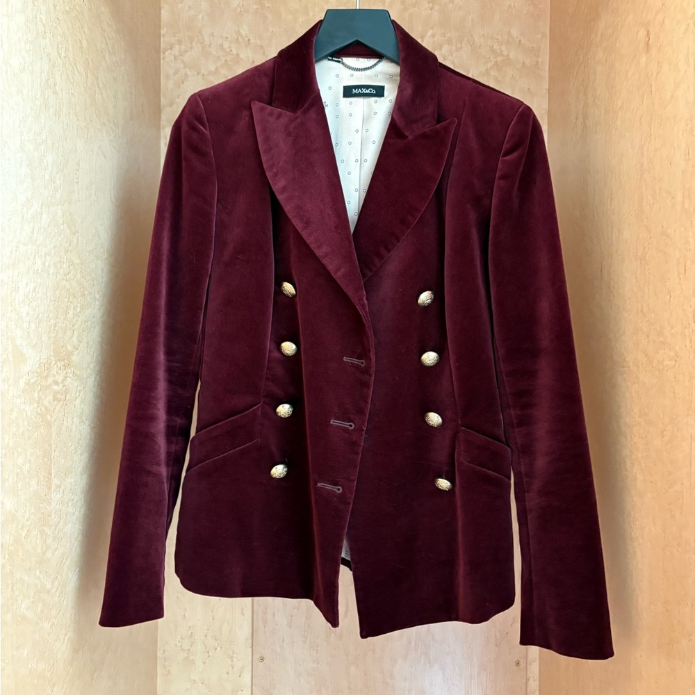 Max&Co Women's Burgundy Velvet Blazer